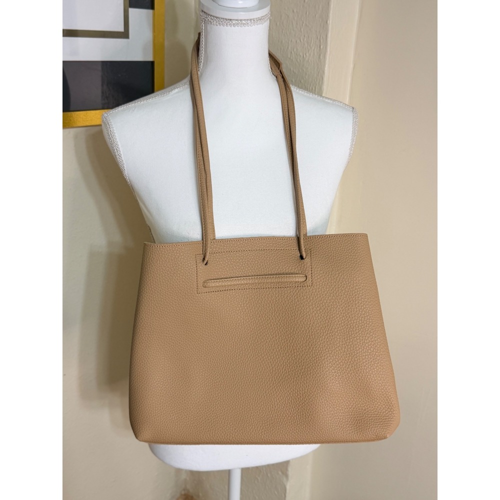8 Other Reasons Tan Pebbled Vegan Leather Tote Bag Minimalist Shoulder Bag